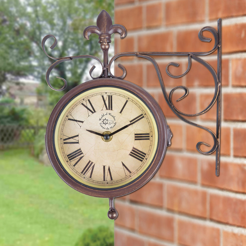 Horloge murale extérieure vintage avec thermomètre intégré