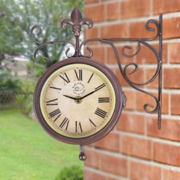 Horloge Extérieure 28,5 Cm Vintage Bronze Avec Thermomètre & Hygromètre - Silencieuse, Imperméable Jardin, Cuisine Ou Chambre
