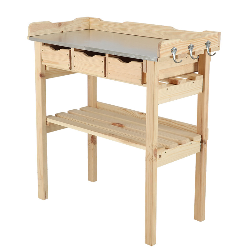 Table à rempoter 3 tiroirs bois et zinc