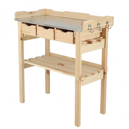 Table à rempoter 3 tiroirs bois et zinc