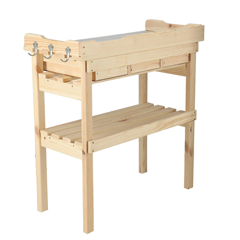 Table à rempoter 3 tiroirs bois et zinc