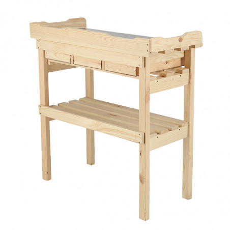 Table à rempoter 3 tiroirs bois et zinc