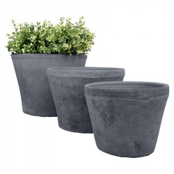 Assortiment 3 pots terre cuite gris