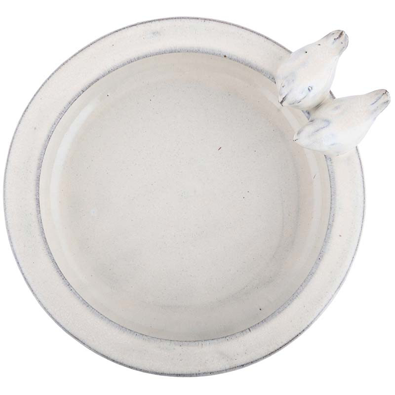 Bain oiseau sur pied céramique crème