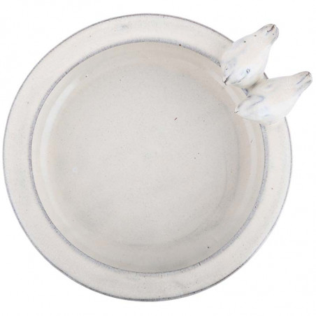 Bain oiseau sur pied céramique crème