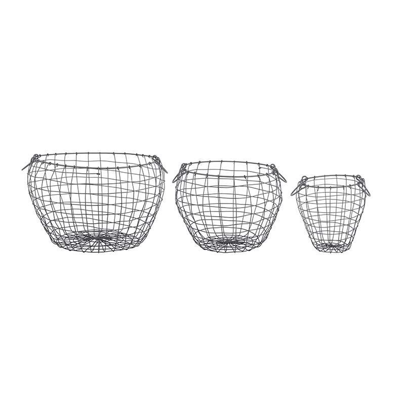 Lot de 3 paniers boules en Métal