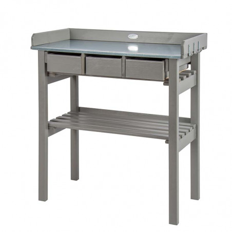 Table à rempoter grise 3 tiroirs 83 cm