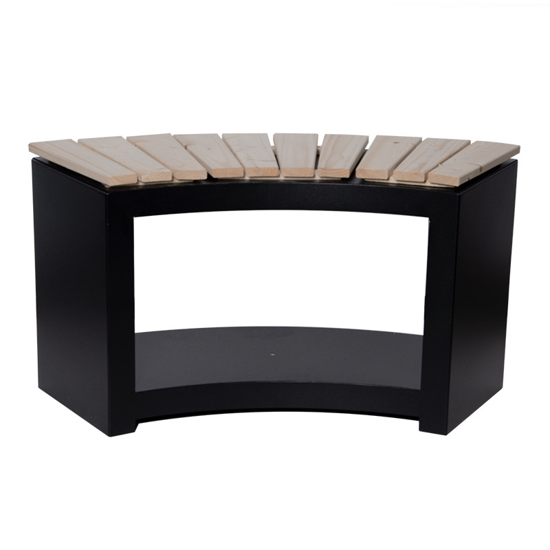 Banc de jardin incurvé rangement bois