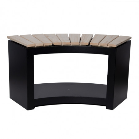 Banc de jardin incurvé rangement bois