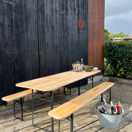 Banc table de jardin brasserie en bois 220cm