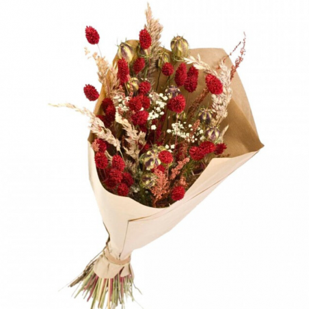 Bouquet de fleurs séchées Rouges & Blanches 50 cm
