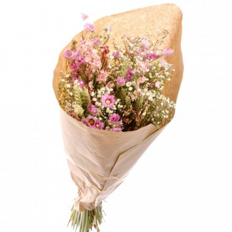 Grand bouquet fleurs séchées Blanc & Rose Mix 50 cm