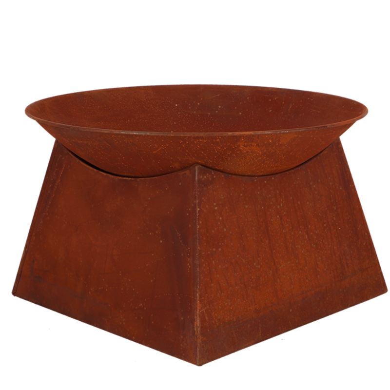 Brasero Acier Rouille sur socle