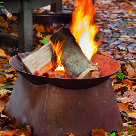 Brasero Acier Rouille sur socle