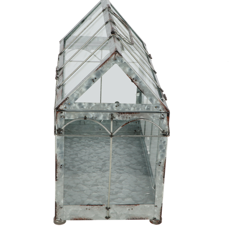 Mini serre fer et verre 36 cm longueur