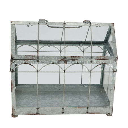 Mini serre fer et verre 36 cm longueur