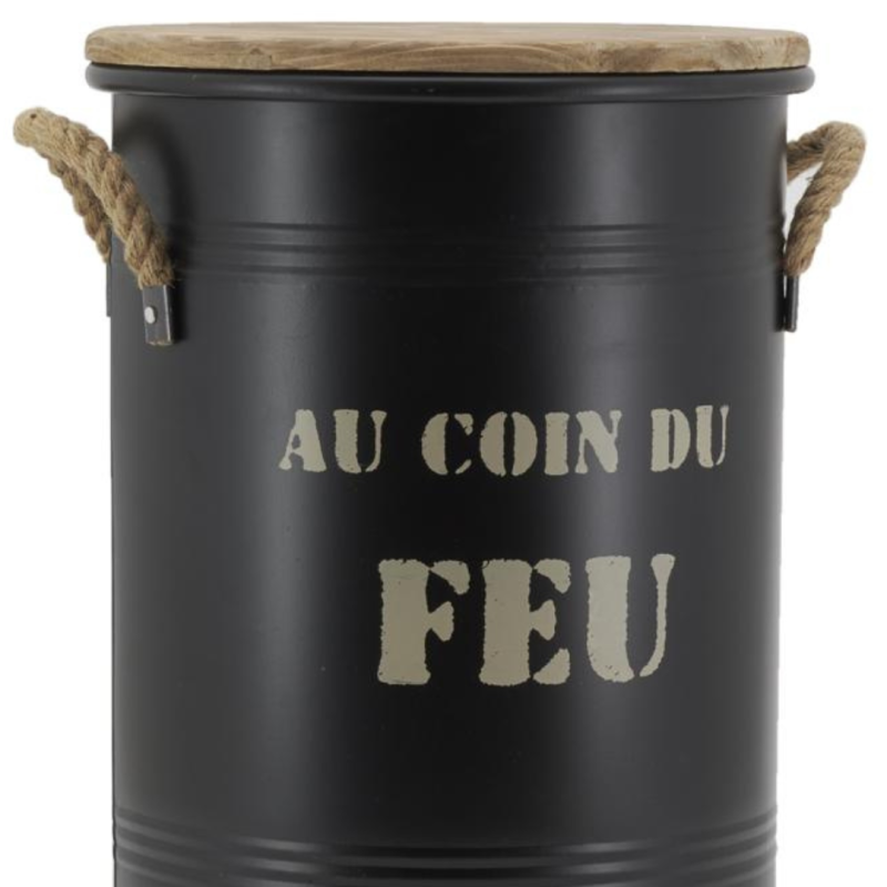 Seau à pellets - Tabouret 2 en 1 Au coin du feu