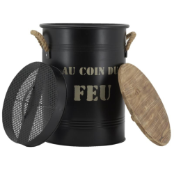 Seau à pellets - Tabouret 2 en 1 Au coin du feu