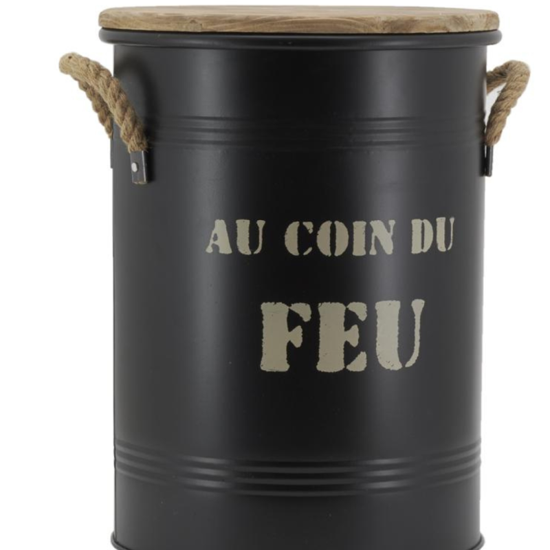 Seau à pellets - Tabouret 2 en 1 Au coin du feu