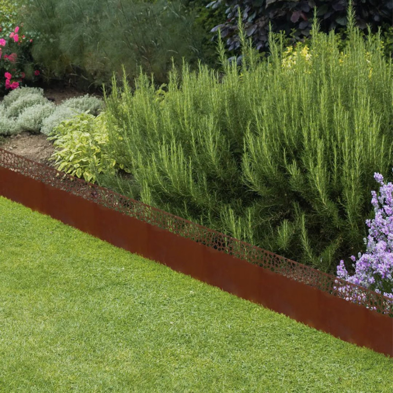 Bordure pelouse flexible acier rouillé 480x20cm