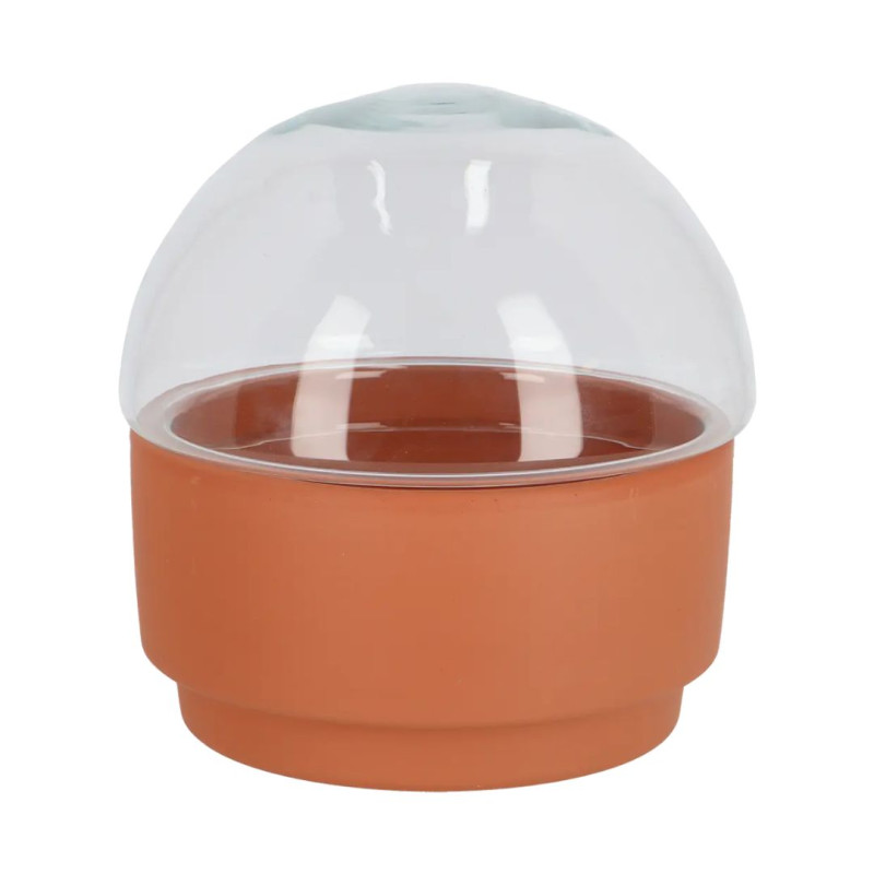 Jardinière terrarium Terre cuite et Verre 21x22cm
