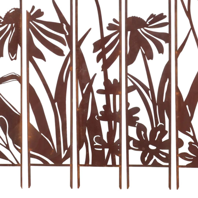 Déco paravent jardin métal Fleurs 138x170cm