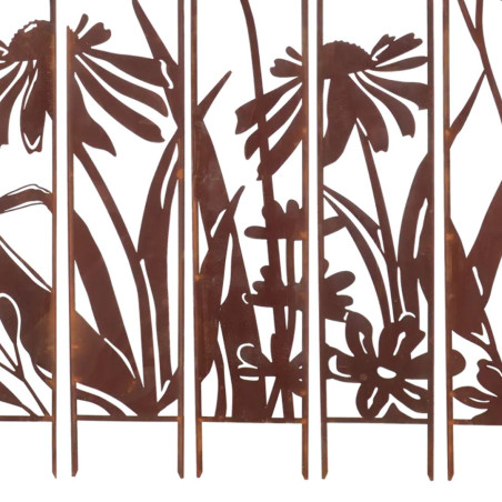Déco paravent jardin métal Fleurs 138x170cm