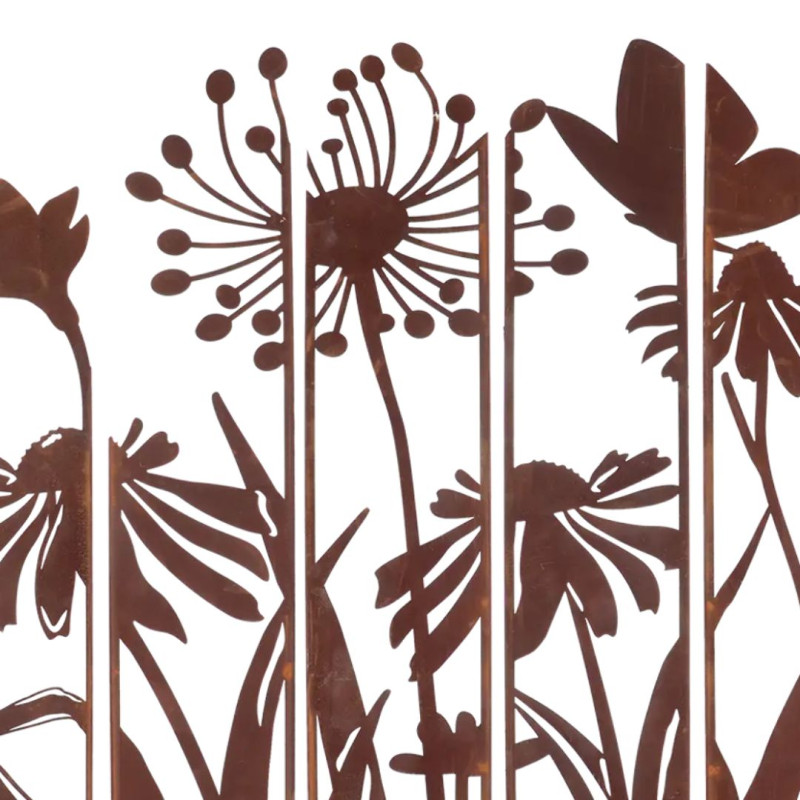 Déco paravent jardin métal Fleurs 138x170cm