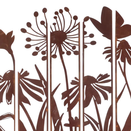 Déco paravent jardin métal Fleurs 138x170cm