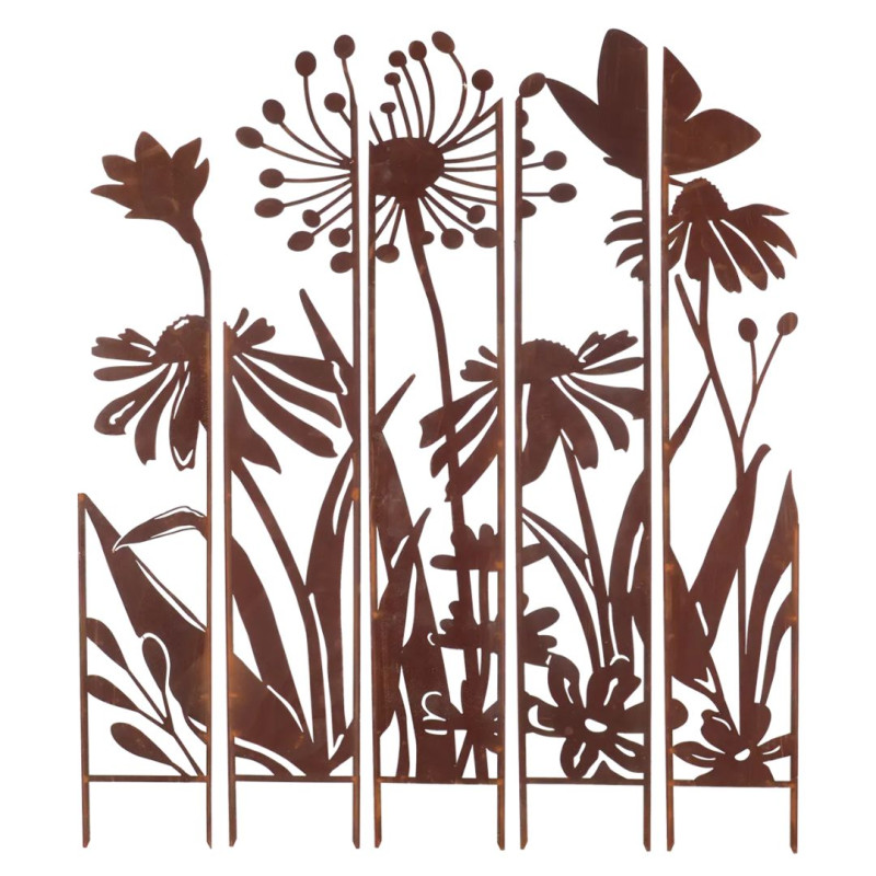 Déco paravent jardin métal Fleurs 138x170cm