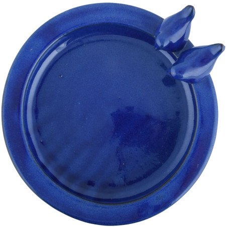 Bain oiseau sur pied Céramique bleu pétrole 41x47cm