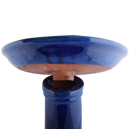 Bain oiseau sur pied Céramique bleu pétrole 41x47cm