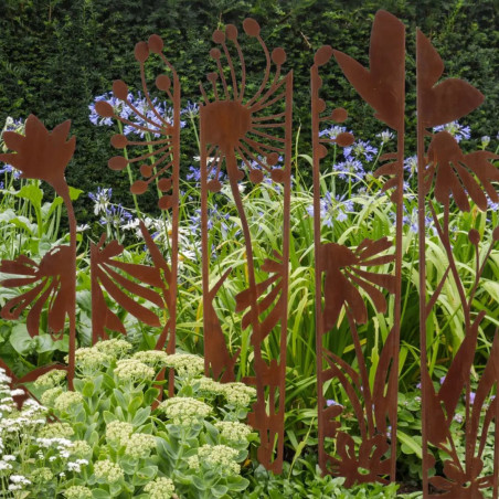 Paravent jardin métal Fleurs 87x117cm