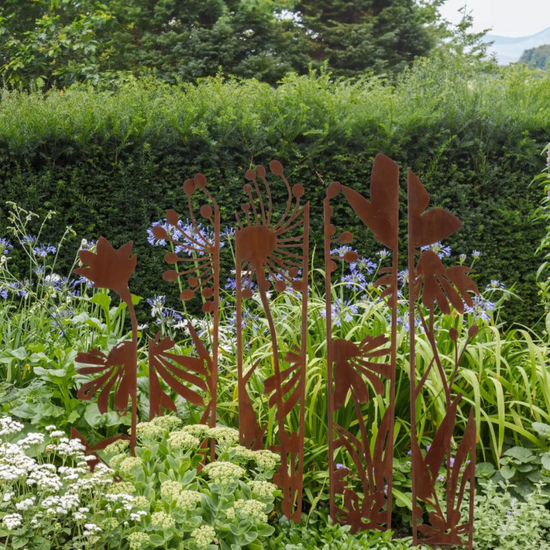 Paravent jardin métal Fleurs 87x117cm