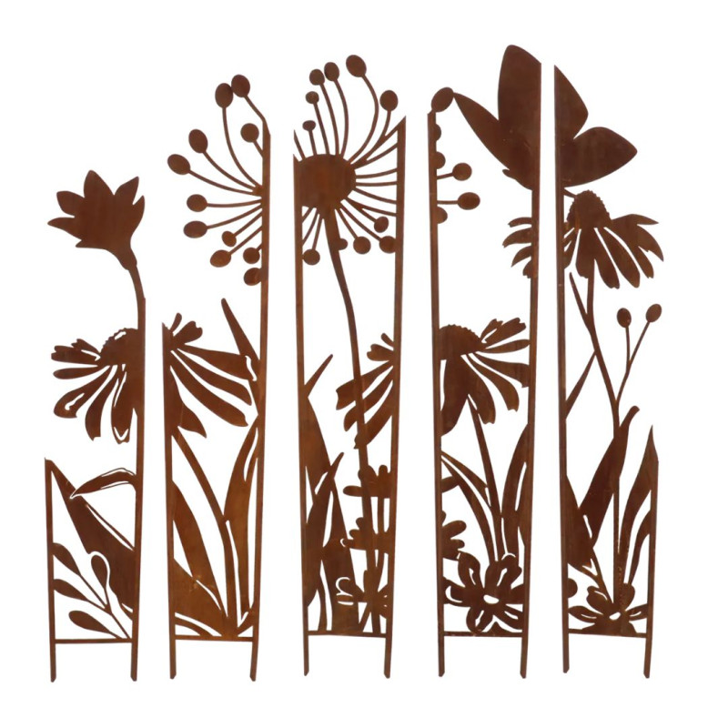Paravent jardin métal Fleurs 87x117cm