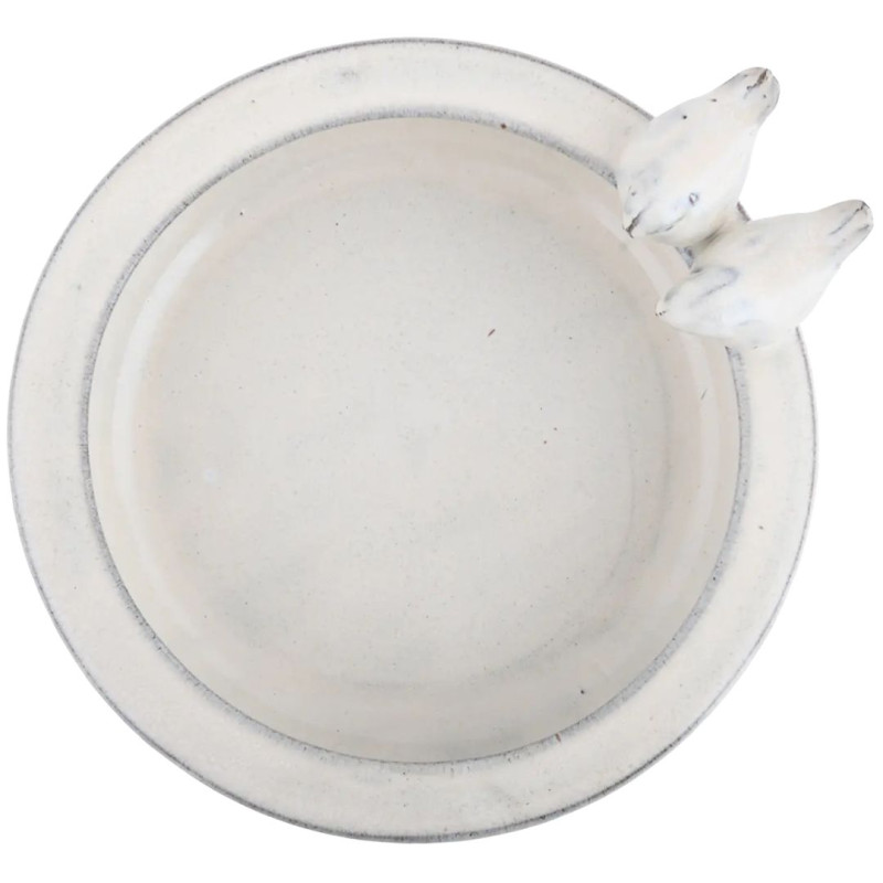 Bain oiseau sur pied Céramique crème 41x47cm