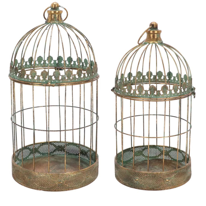 Lot de 2 cages oiseau déco Métal vieilli
