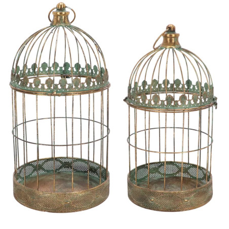 Lot de 2 cages oiseau déco Métal vieilli