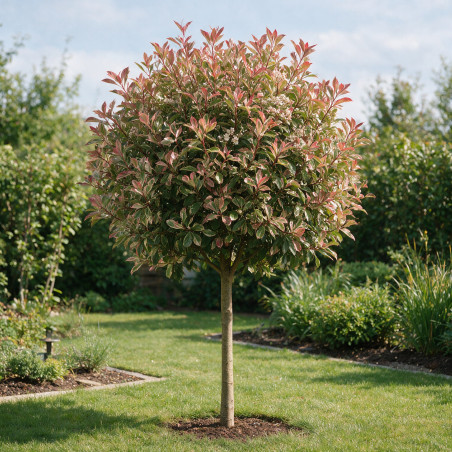 Photinia Pink Marble 120cm - Photinia xfraseri Pink Marble Boule 40cm Pot 7,5L