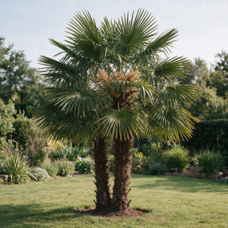 Palmier chanvre - Trachycarpus fortunei 2 troncs 160/180cm Pot 50L
