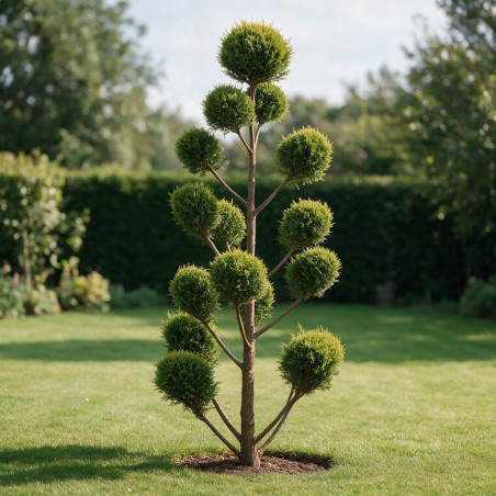 Cyprès de Leyland Castlewellan Gold Pompoms 180cm Pot 30L - Topiaire à boules