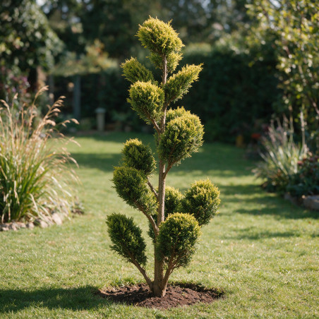 Cyprès de Leyland Gold Rider - Cupressocyparis leylandii Gold Rider Plateaux 150/170cm Pot 35L - Topiaire à boules