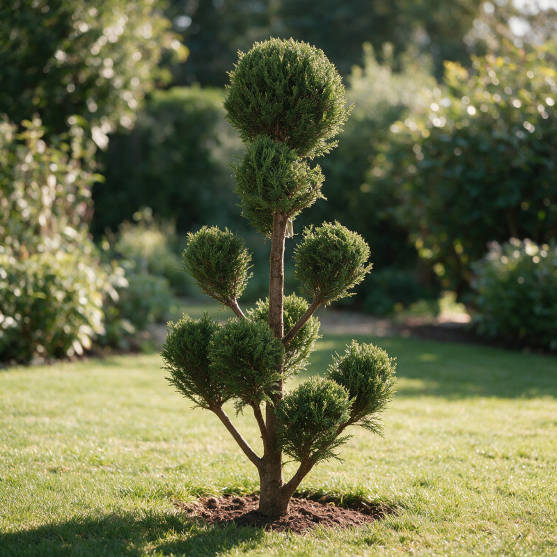 Cyprès de Leyland - Cupressocyparis leylandii Pompom 140/160cm Pot 18L - Topiaire à boules