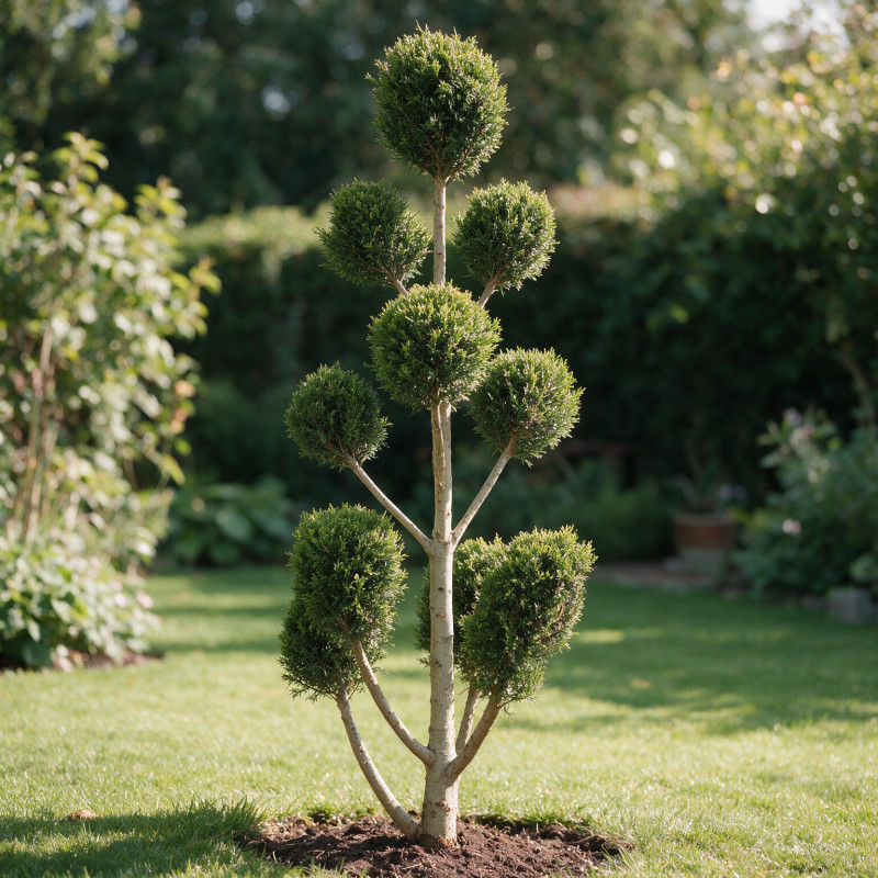 Cyprès de Leyland Castlewellan - Cupressocyparis leylandii Castlewellan Pompom 140/160cm Pot 18L - Topiaire à boules