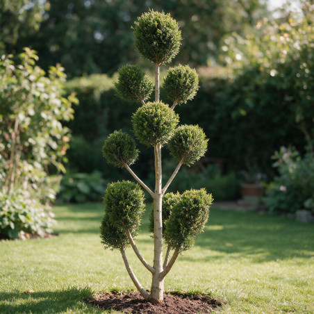 Cyprès de Leyland Castlewellan - Cupressocyparis leylandii Castlewellan Pompom 140/160cm Pot 18L - Topiaire à boules