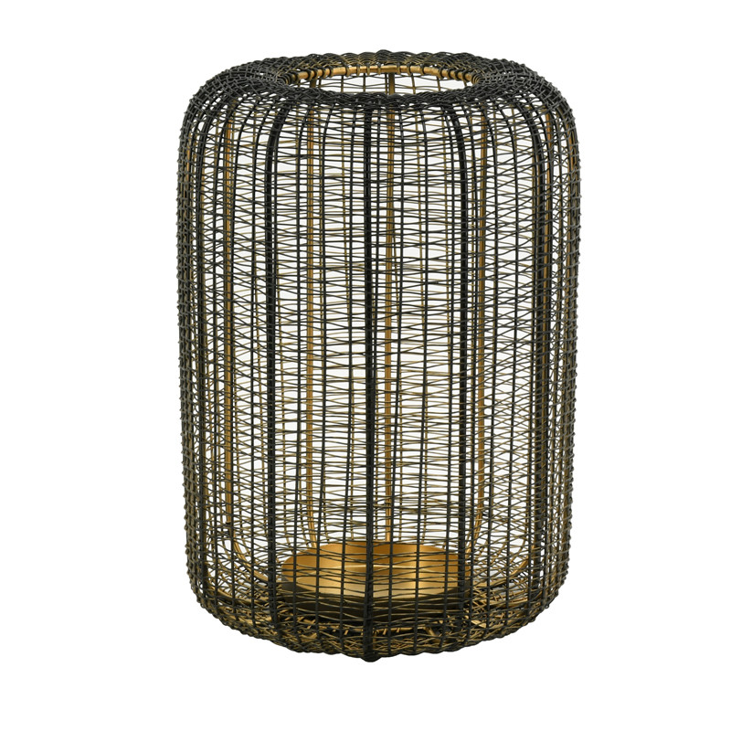 Lot De 3 Photophores En Métal Noir Et Doré - 10,5 Cm Hauteur, 8,5 Cm Diamètre, Motifs Orientaux Et Floraux