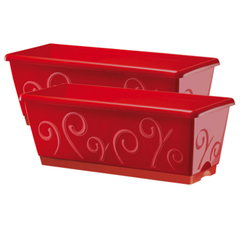 Lot de 2 jardinières Volutes Rouge 50cm