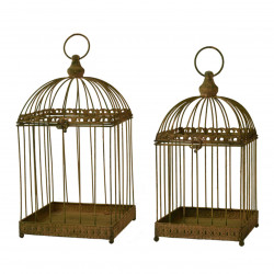 Lot de 2 cage à oiseaux métal vieilli - Plantation - Décoration