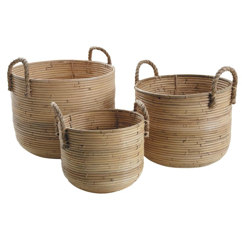 Cache-pot en poellet et corde Diam 35 cm