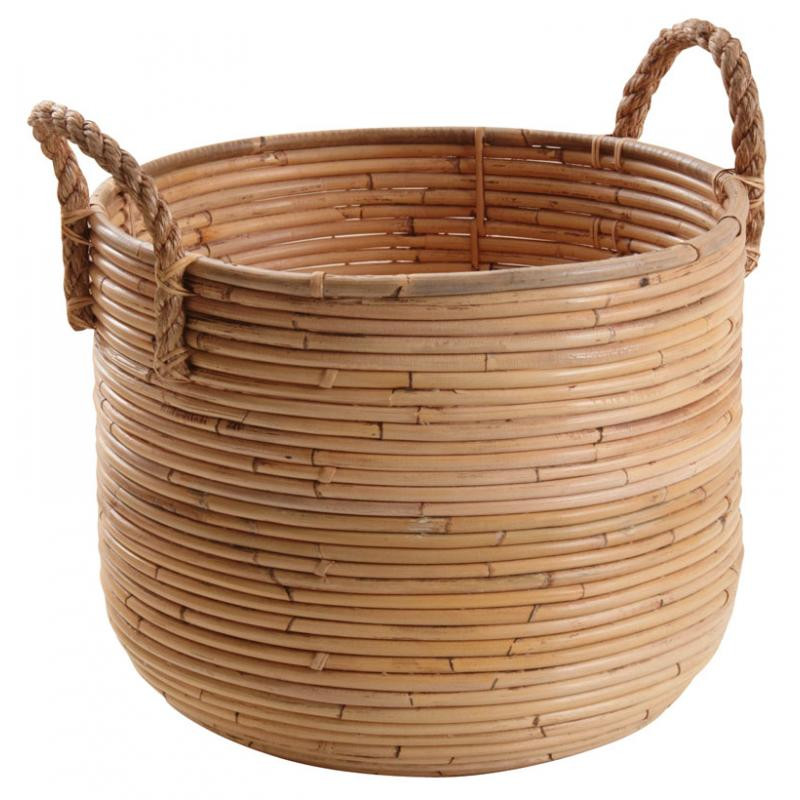 Cache-pot en poellet et corde Diam 35 cm